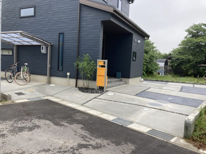 駐輪スペースと土間コンクリートの施工