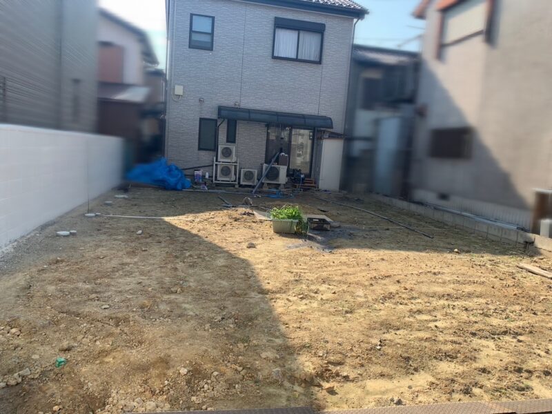 岩倉市外構リフォーム前 土の状態だった庭スペース