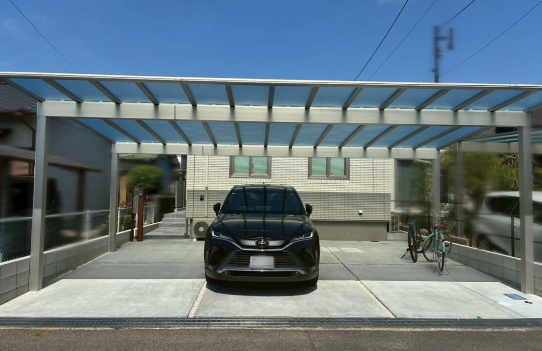 カーポート、土間コンクリートを施工した春日井市の新築外構工事