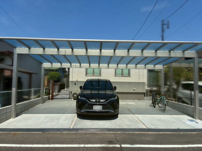 カーポート、土間コンクリートを施工した春日井市の新築外構工事