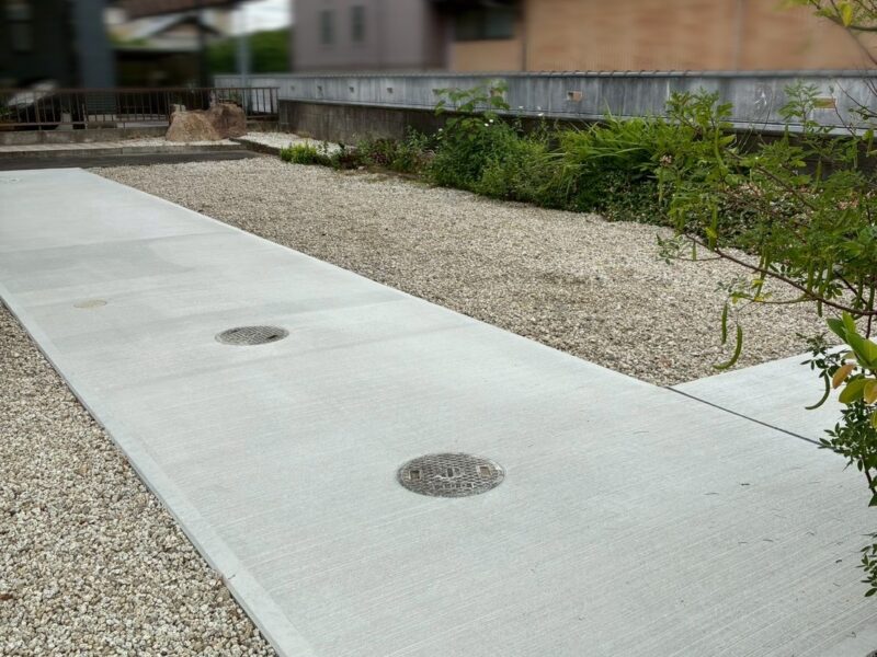 砂利敷施工した一部に土間コンクリート打設した一宮市の外構リフォーム
